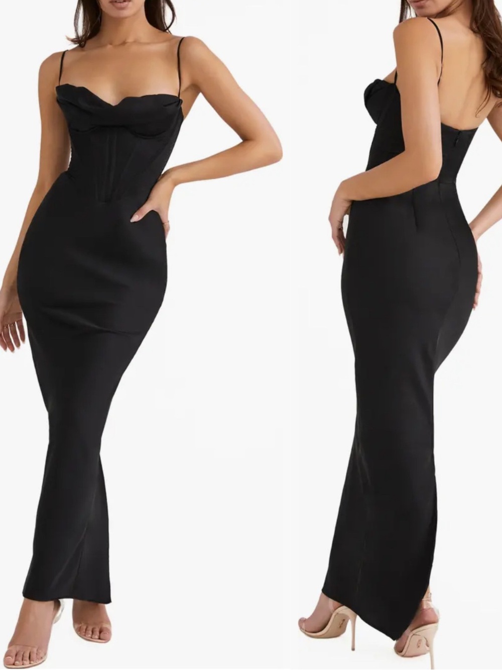 NWT House Of CB Charmaine Corset Maxi Dress In Black Size Small